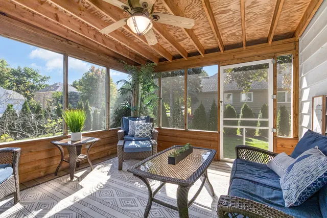 a outdoor living space with furniture and garden view