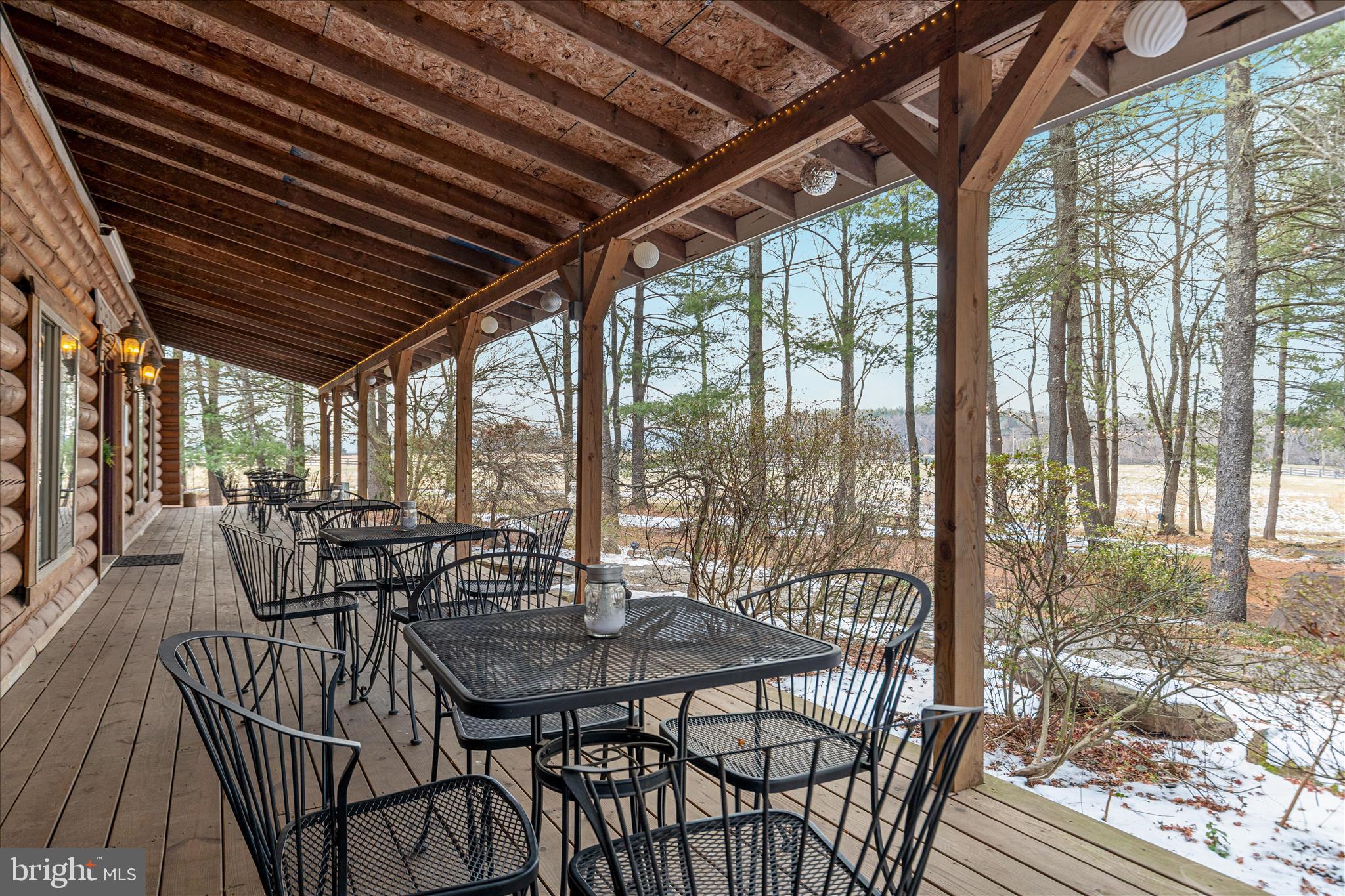 43301 Spinks Ferry Road Leesburg, VA 20176 - Photo 39 of 102 a view of a patio with table and chairs and floor to ceiling window with wooden floor