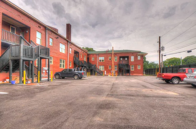 a car parked in front of a building
