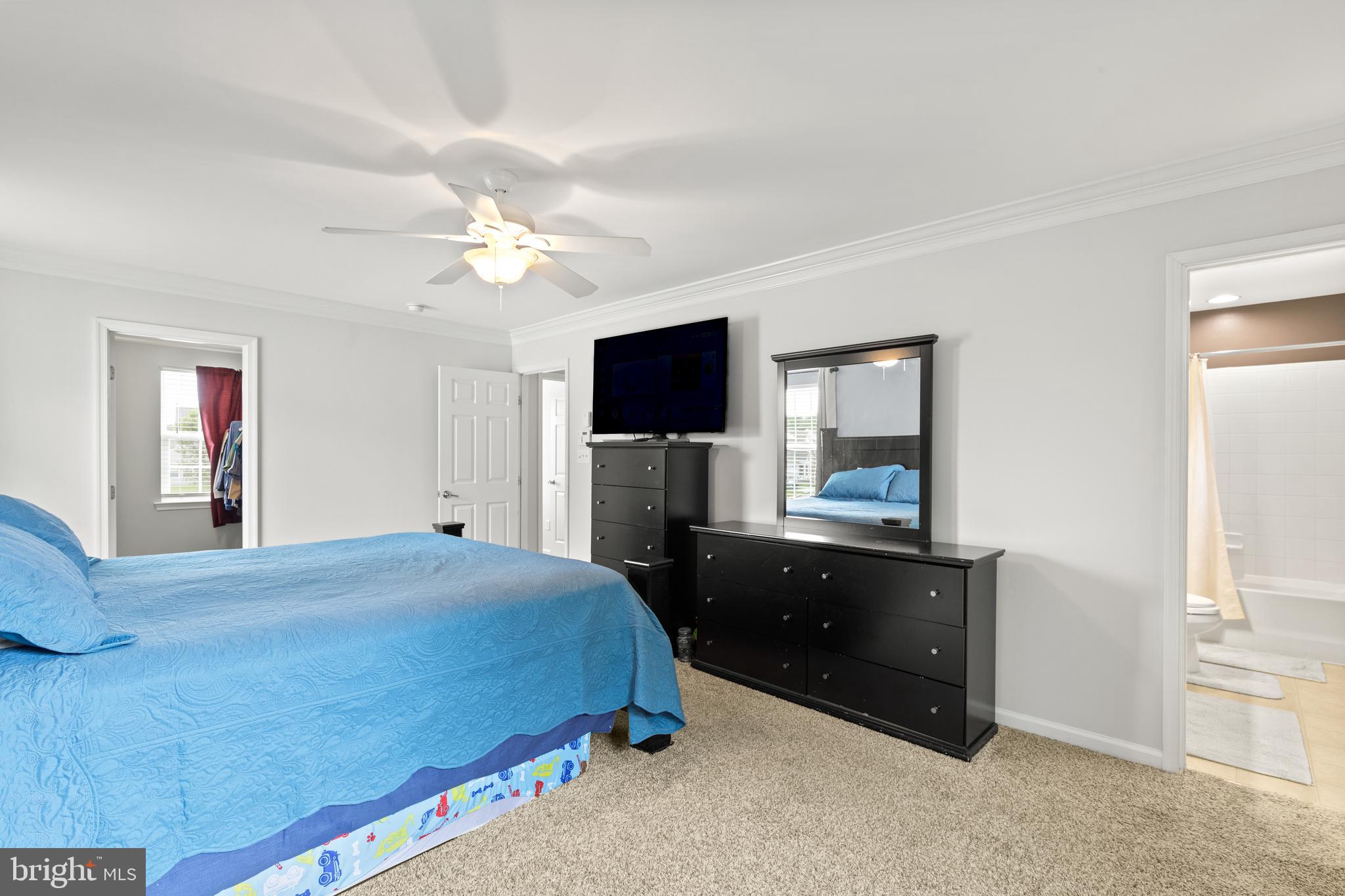 196 Bobbys Branch Road Millsboro, DE 19966 - Photo 29 of 37 a bedroom with a bed and a flat tv screen on dresser
