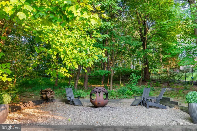 a backyard of a house with seating space