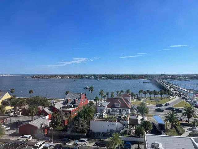 a view of a lake and a city