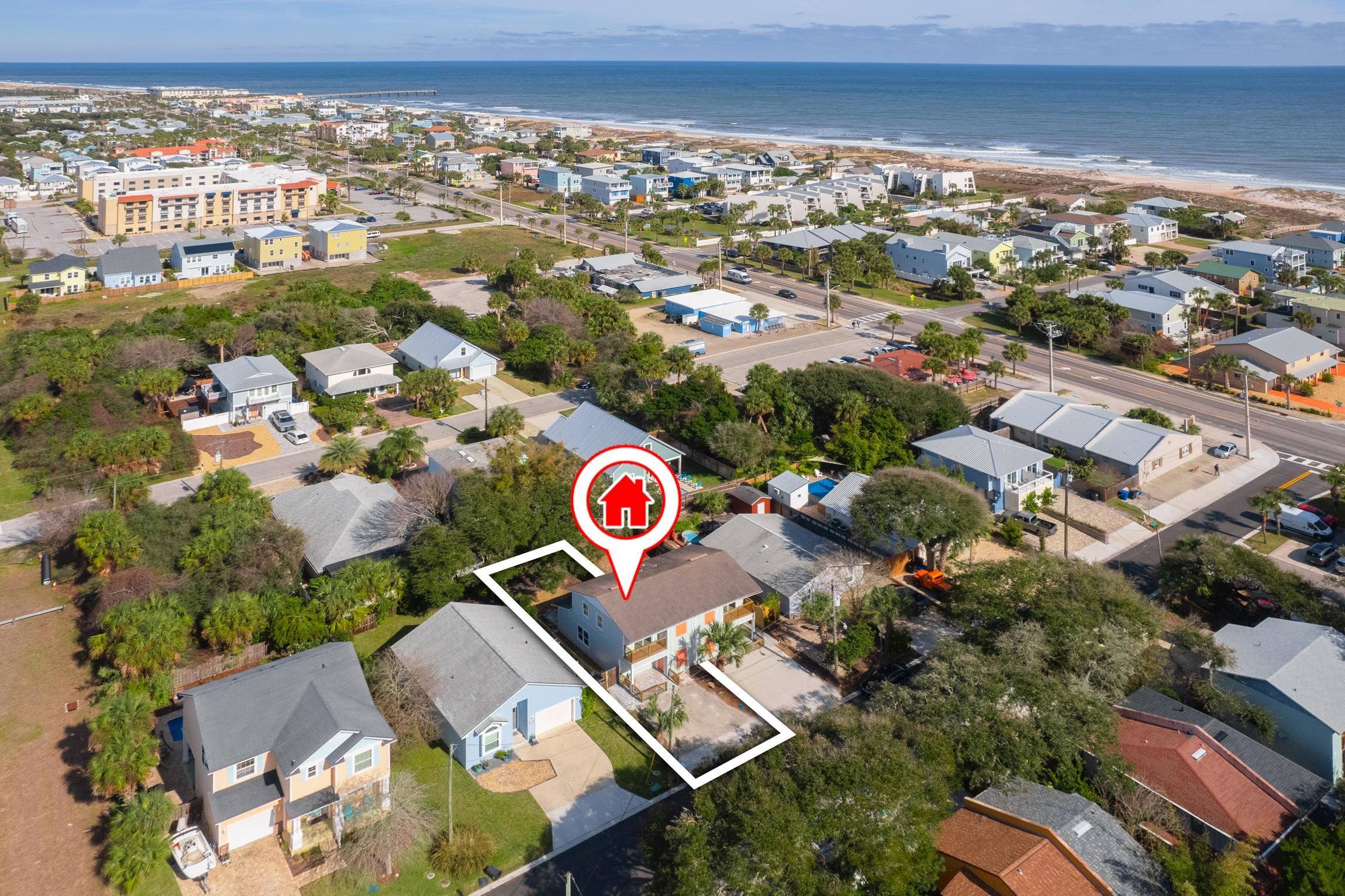 112 2nd Street, Unit A St. Augustine, FL 32080 - Photo 47 of 48 an aerial view of residential houses with outdoor space