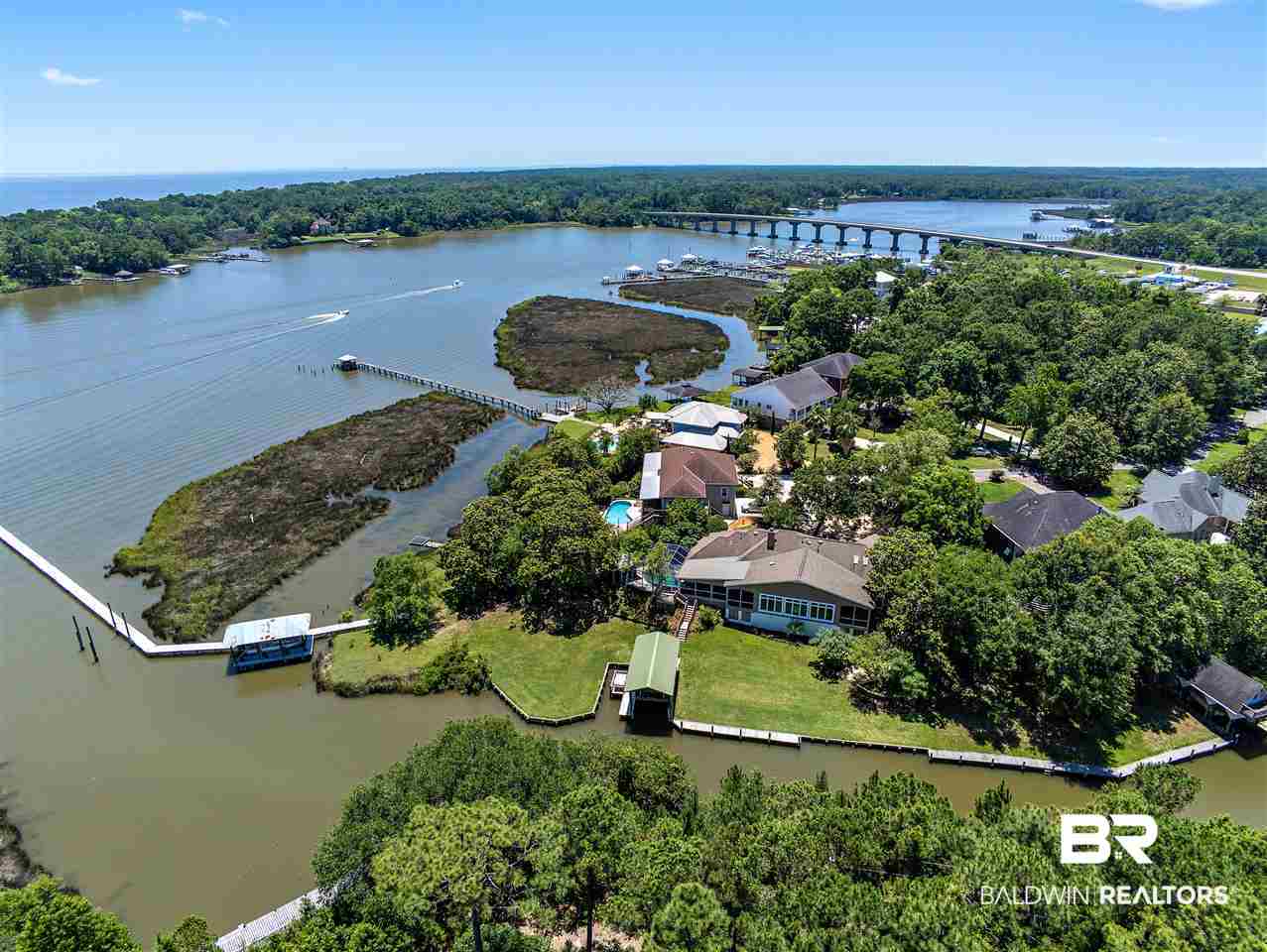 3136 Cumberland Road Theodore, AL 36582 - Photo 46 of 50 Aerial of Fowl River, Mobile Bay and the bridge.