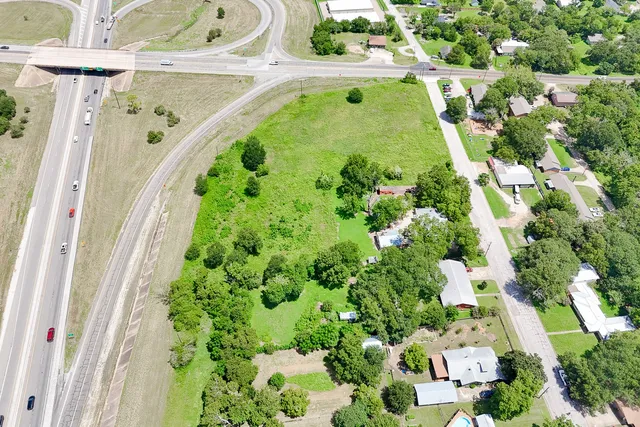 an aerial view of a garden