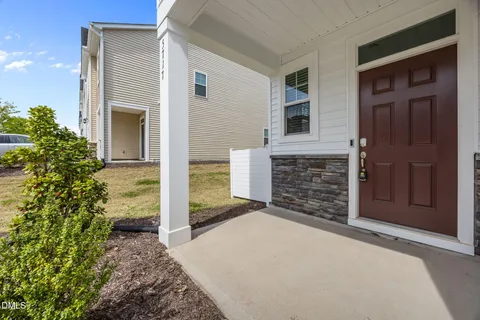 front view of a house with an outdoor space