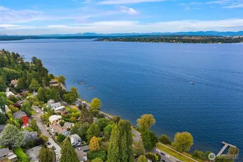 a view of a lake with a lake in the background