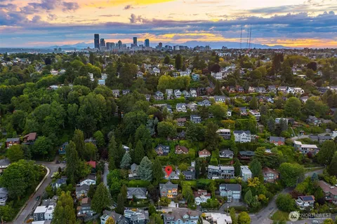 a view of city and mountain