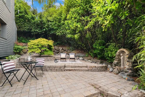 a view of yard with seating space