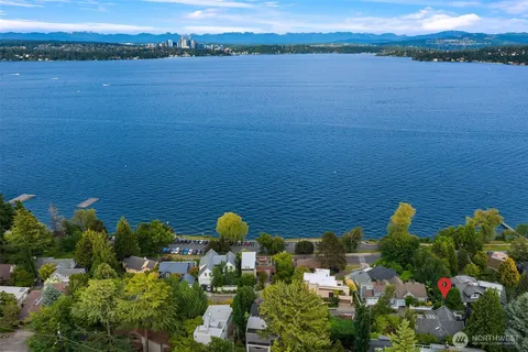 a view of a lake with a mountain