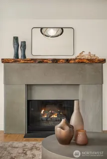 a close view of a fireplace in wooden floor