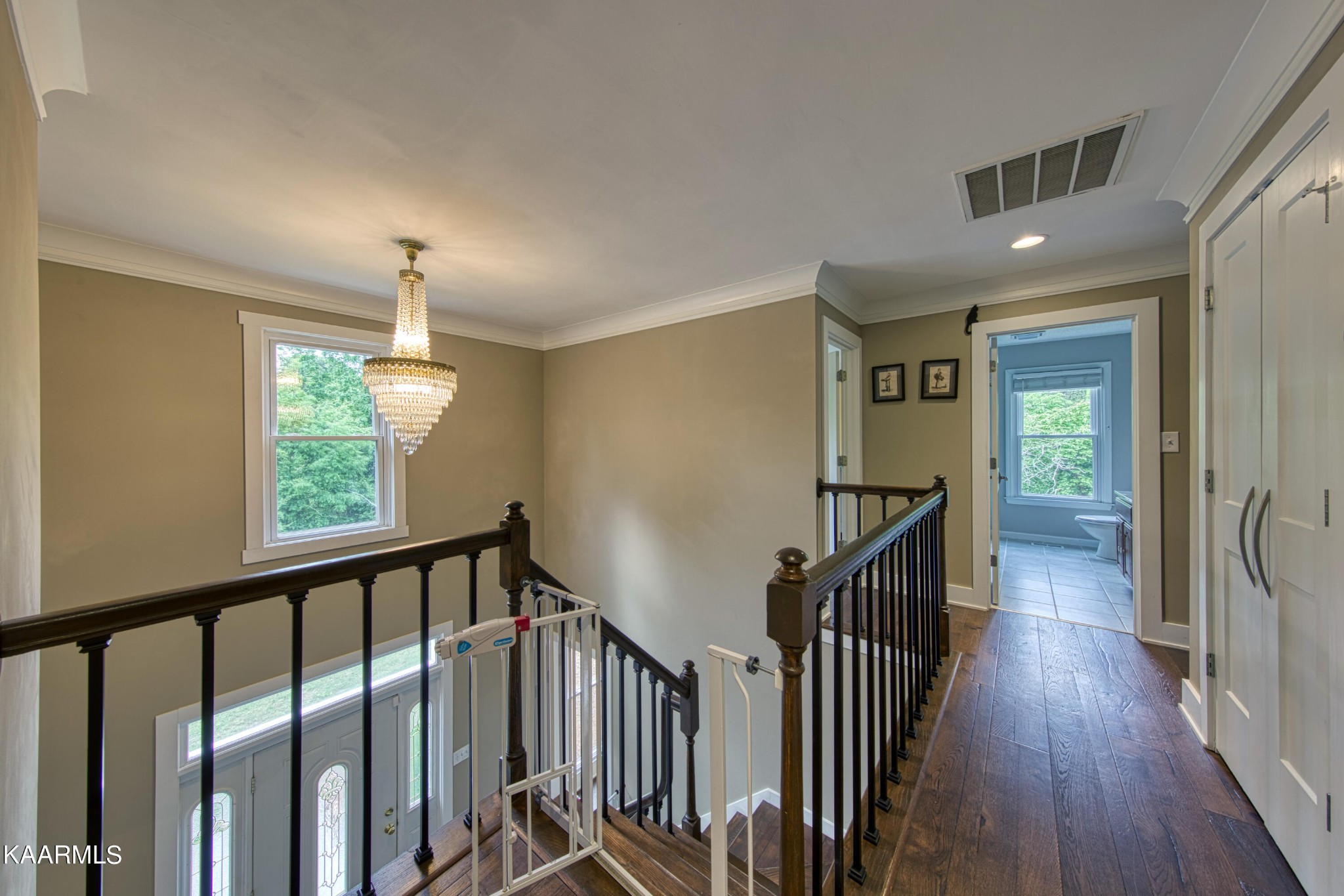 2313 Tooles Bend Road Knoxville, TN 37922 - Photo 35 of 50 a view of a hallway with wooden floor stairs