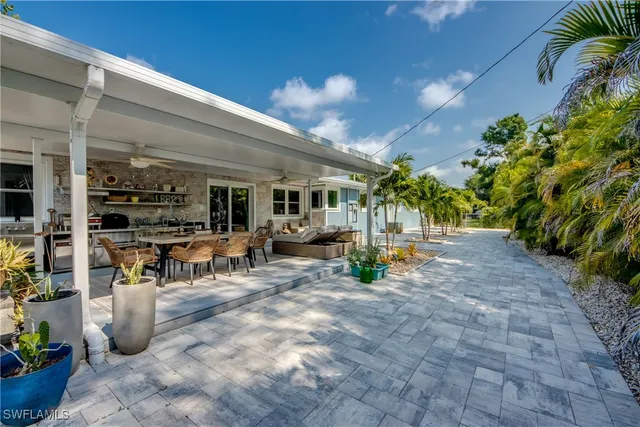 a view of a chairs in a patio