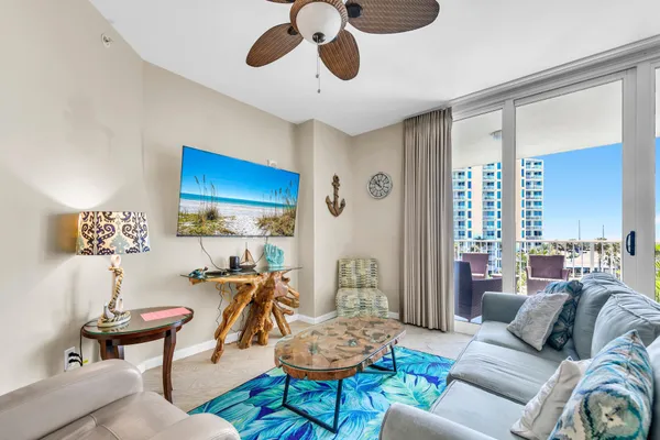 a living room with furniture