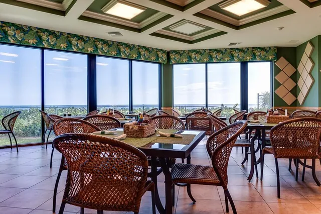 a view of a balcony with a potted plant