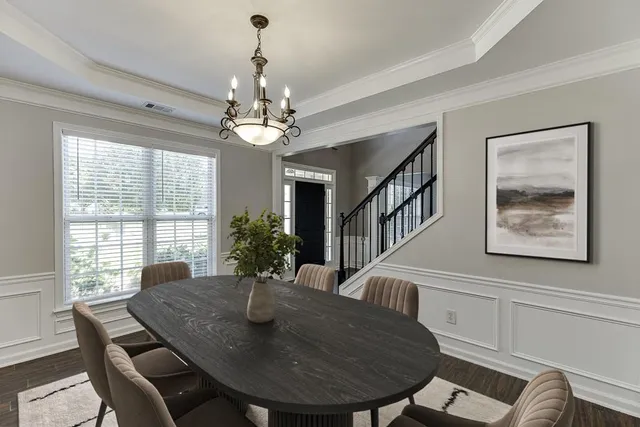 a view of an empty room with a fireplace