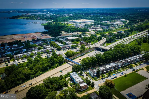 an aerial view of a city