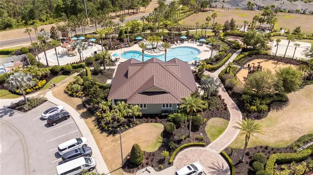 a view of a swimming pool with an ocean view