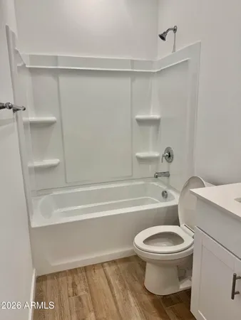 a bathroom with a toilet and a bathtub