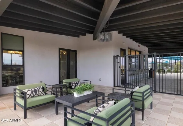 a outdoor living space with furniture and a couch