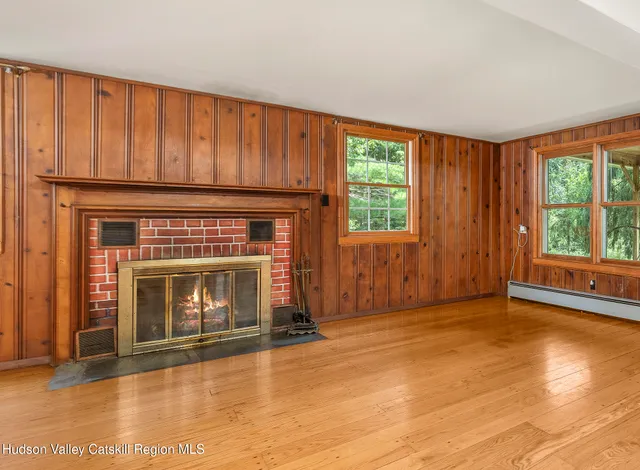 an empty room with windows