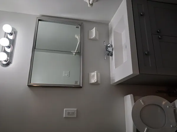 a close view of a sink and tap