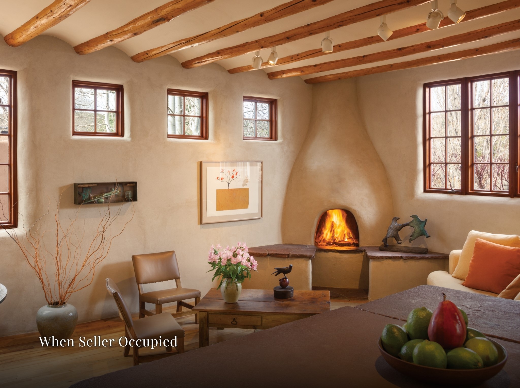 1692 Upper Canyon Road Santa Fe, NM 87501 - Photo 6 of 52 Living Room Adjacent to Kitchen shown as previously occupied for scale and inspiration.