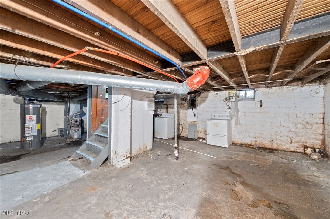 1857 Willowhurst Road Cleveland, OH 44112 - Photo 21 of 26 Basement with washer / dryer and gas water heater