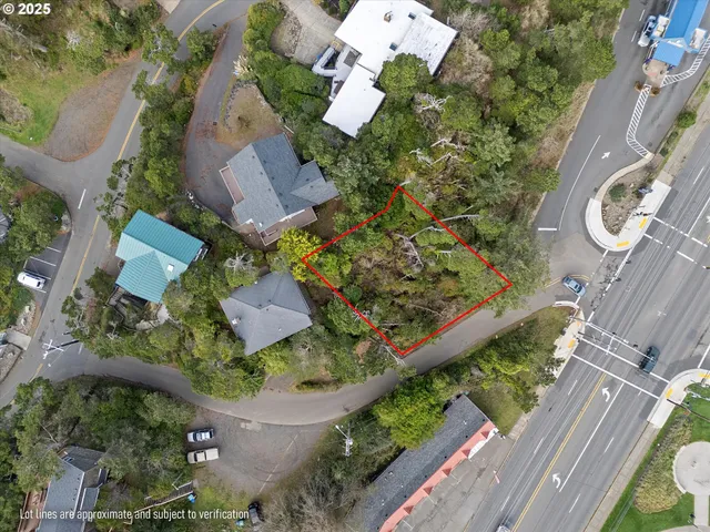 an aerial view of a house