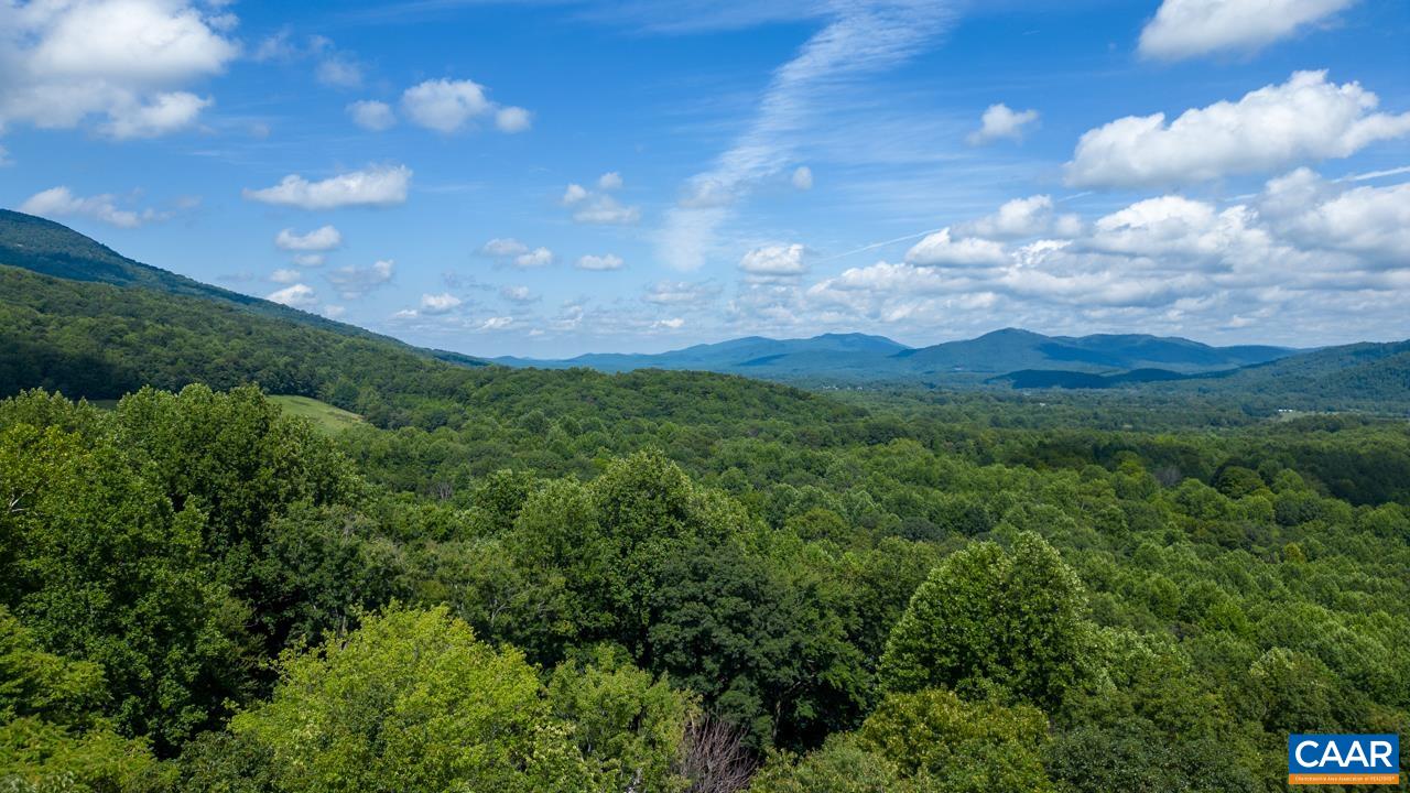 a view of a big yard with lots of green space