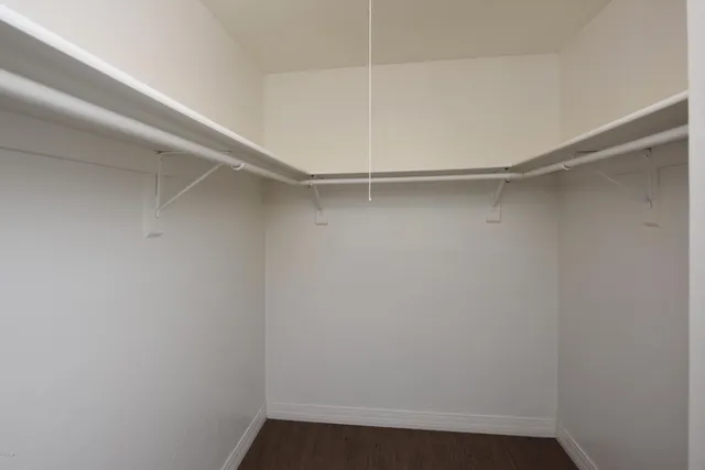a view of an empty walk in closet
