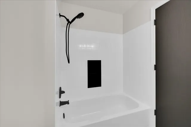 a bathroom with a bathtub