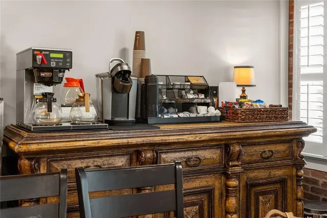 a bed room with a bed and furniture