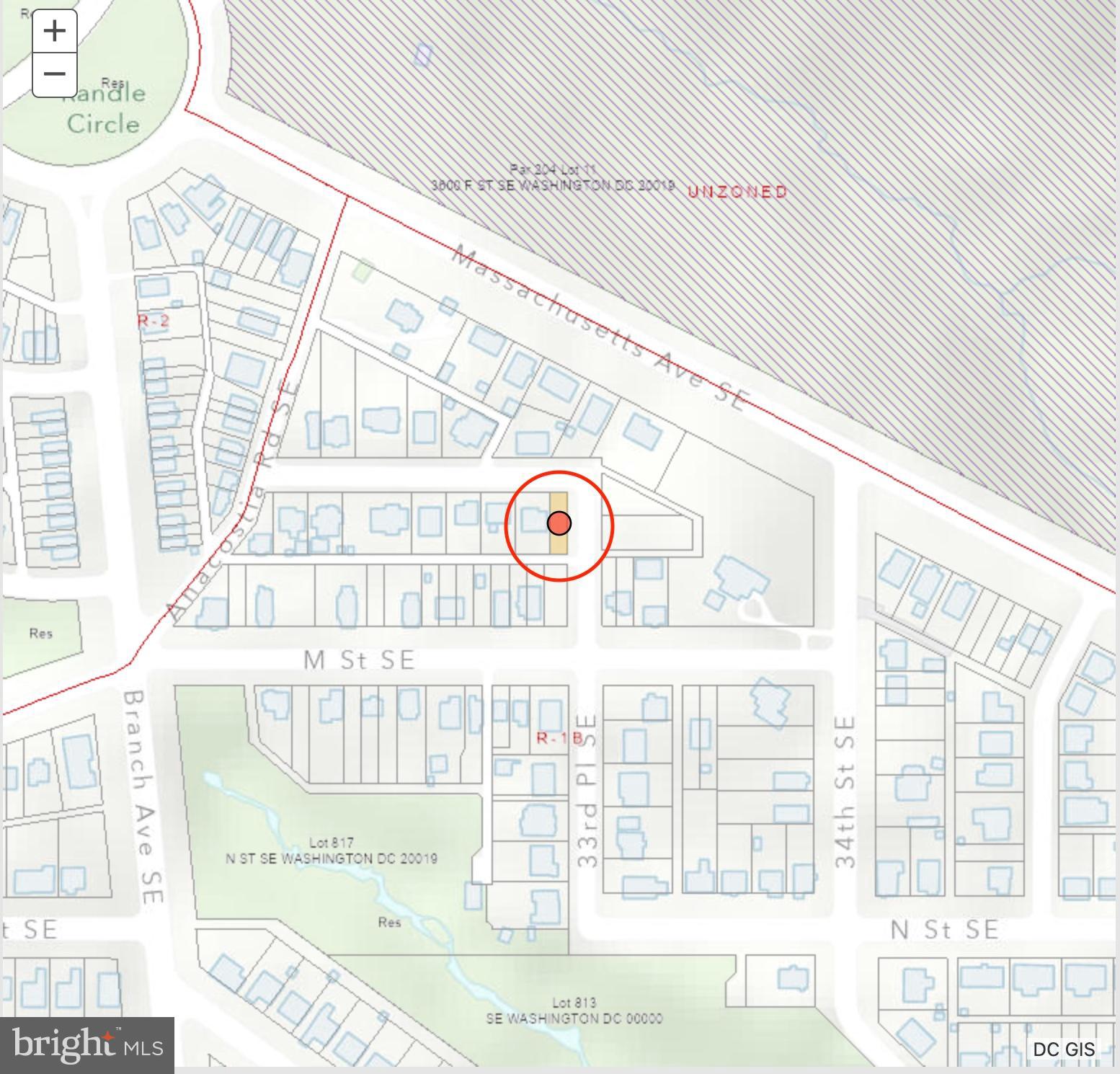 Urban map highlighting a residential area.