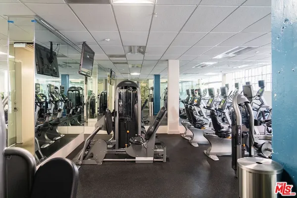 a view of a room with gym equipment