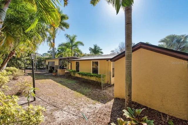 a house view with a backyard space
