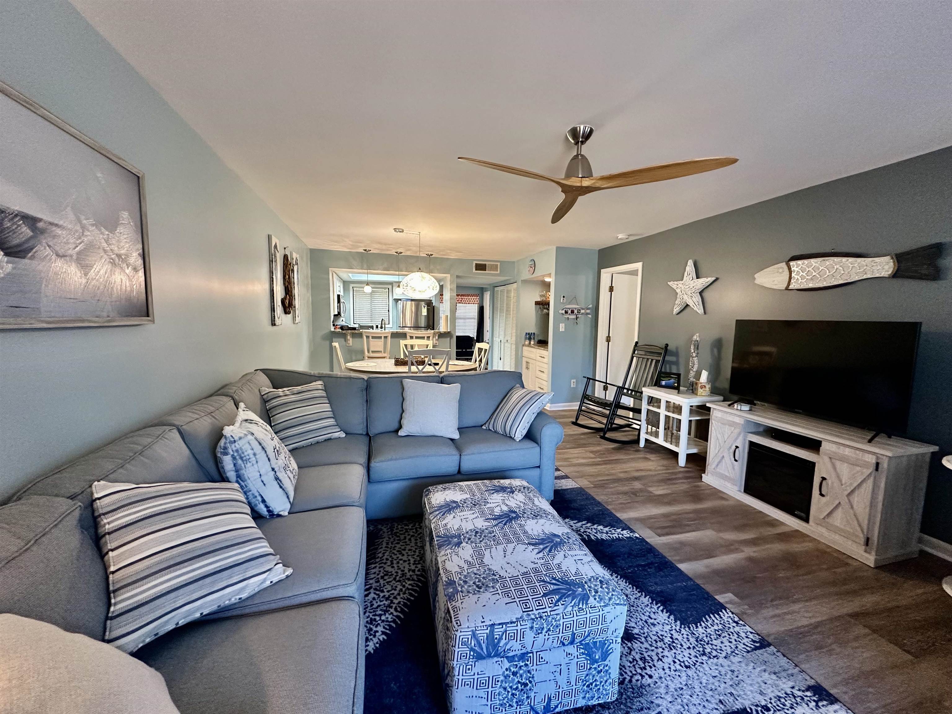 501 Maison Drive, Unit C9 Myrtle Beach, SC 29572 - Photo 5 of 27 Living room with dark wood-type flooring and a ceiling fan