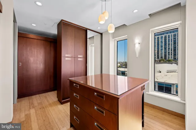 a view of a city with tall buildings