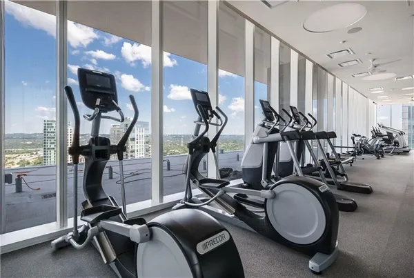 a view of a room with gym equipment