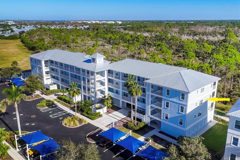 an aerial view of multiple house