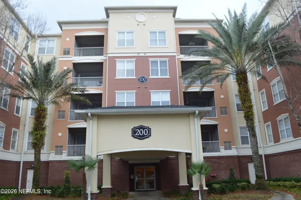 a front view of a building with balcony
