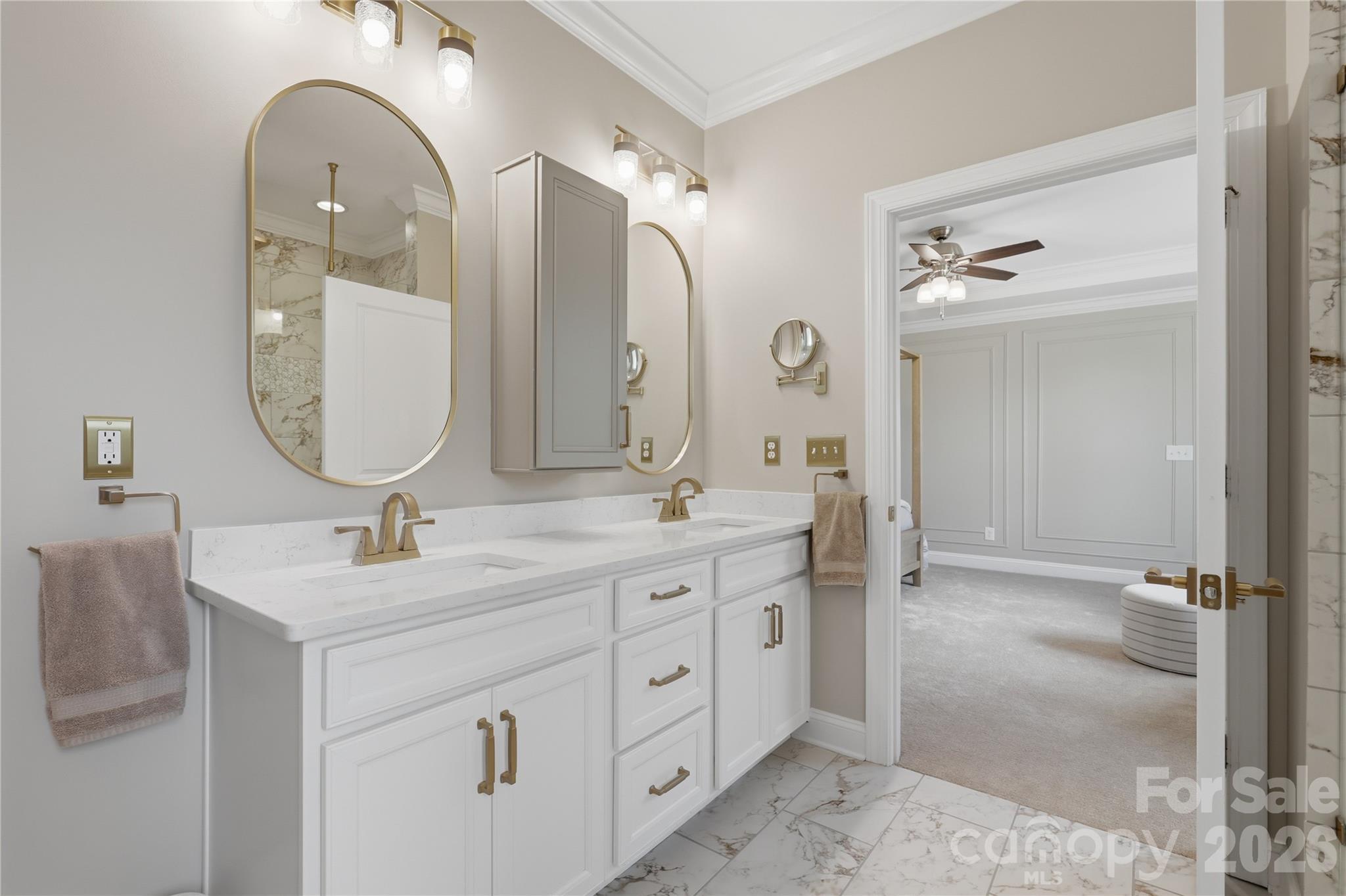 3023 Eagle Ridge Lane Indian Trail, NC 28079 - Photo 27 of 47 a bathroom with a double vanity sink mirror and