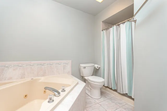 a bathroom with a toilet and a bathtub