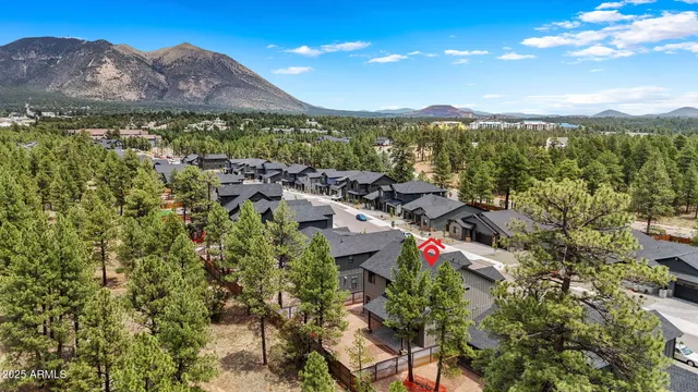 a view of a city and a mountain view