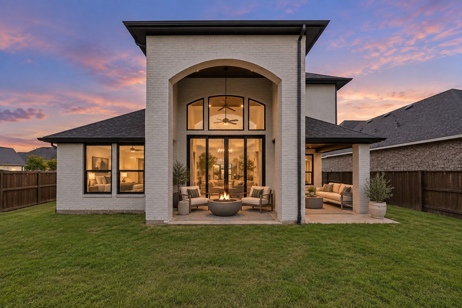 6718 Waxbill Road Katy, TX 77493 - Photo 25 of 30 Step outside to enjoy the expansive backyard, complete with 2 covered patios and extended concrete area — the perfect setup for outdoor dining, lounging, or weekend barbecues. *This photo has been virtually staged