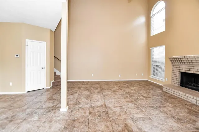 a view of a room with a window