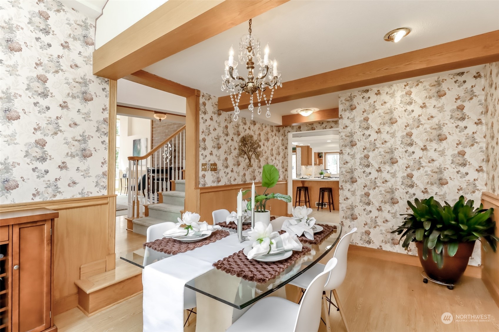 2513 Mayes Road Southeast Olympia, WA 98503 - Photo 14 of 30 a view of a dining room with furniture and a chandelier