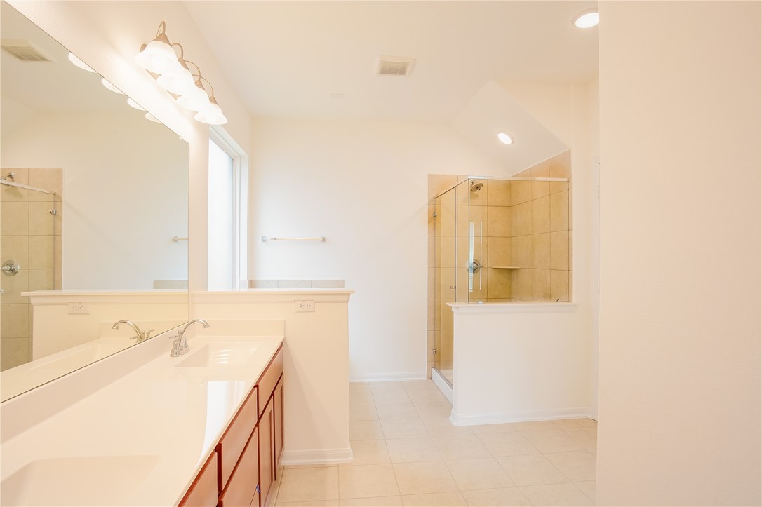 112 Rebel Red Road Liberty Hill, TX 78642 - Photo 16 of 29 a bathroom with a sink a vanity and a mirror