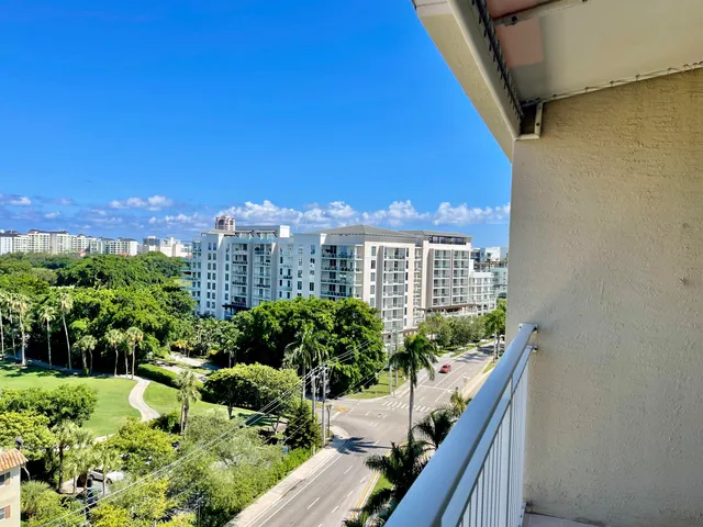 a view of a city from a balcony