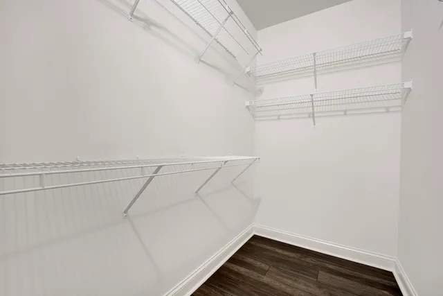 a view of a room with racks on the wall